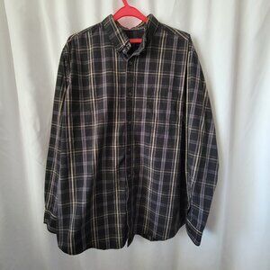 Basic Editions Shirt Men's Button Down XLT Plaid Easy Care XL TALL preppy Office